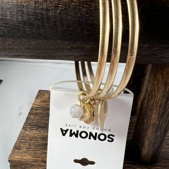 Gold-Tone Sonona Bangle Bracelets With Charms Set Of 3 - Picture 2 of 3
